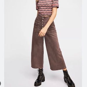 Free People High Waist Wide Leg Cropped Pants